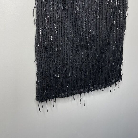 LUSH Cocktail Dress Womens Small Black Sequin Fringe NEW Short Sleeve Mini - Picture 4 of 10